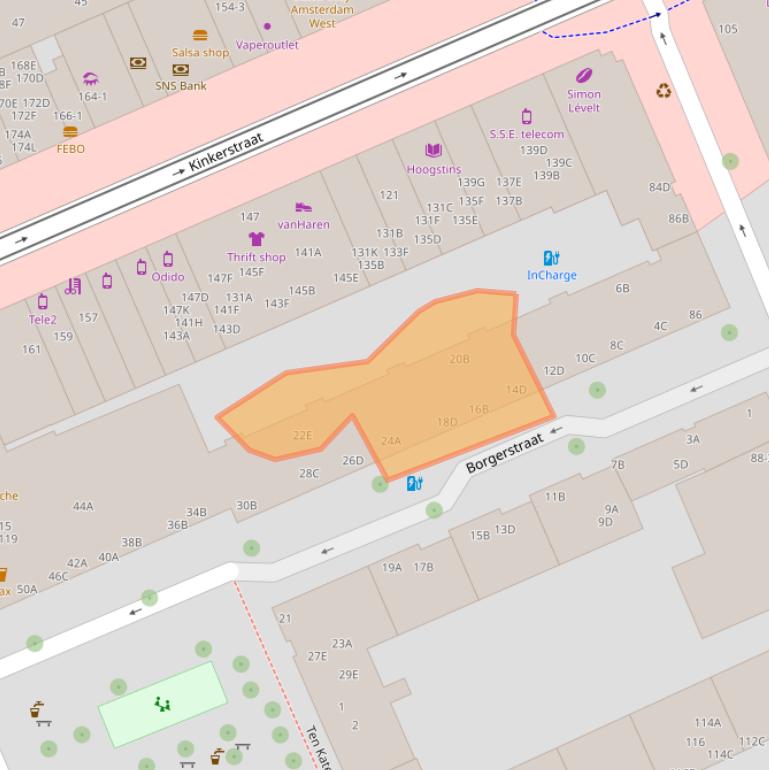 Kaart van postcodegebied 1053PR.