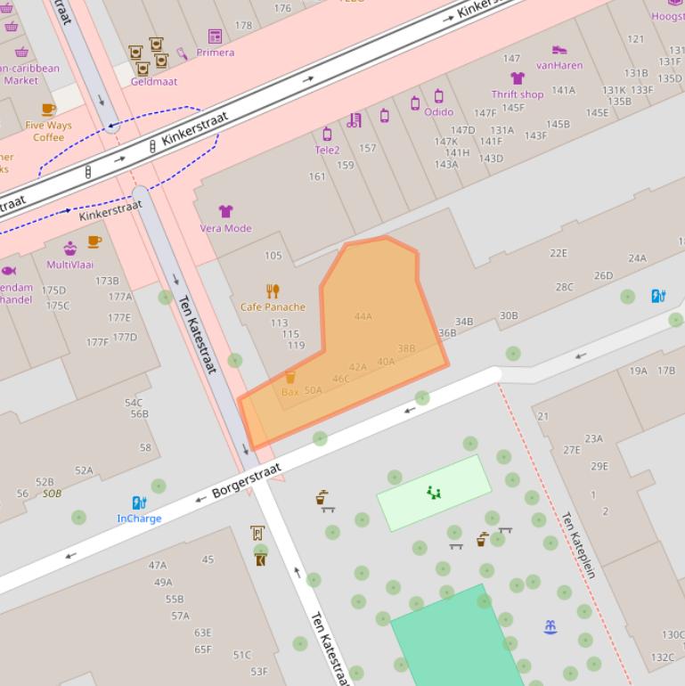 Kaart van postcodegebied 1053PT.