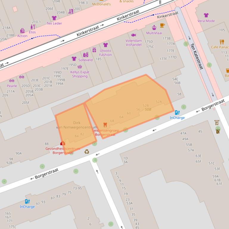 Kaart van postcodegebied 1053PV.