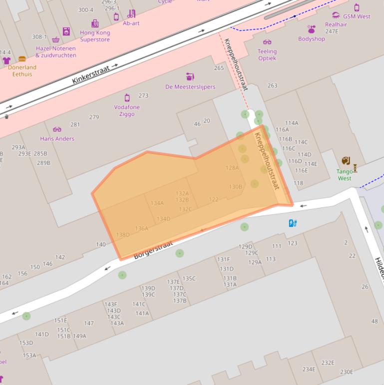 Kaart van postcodegebied 1053PZ.