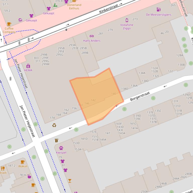 Kaart van postcodegebied 1053RA.