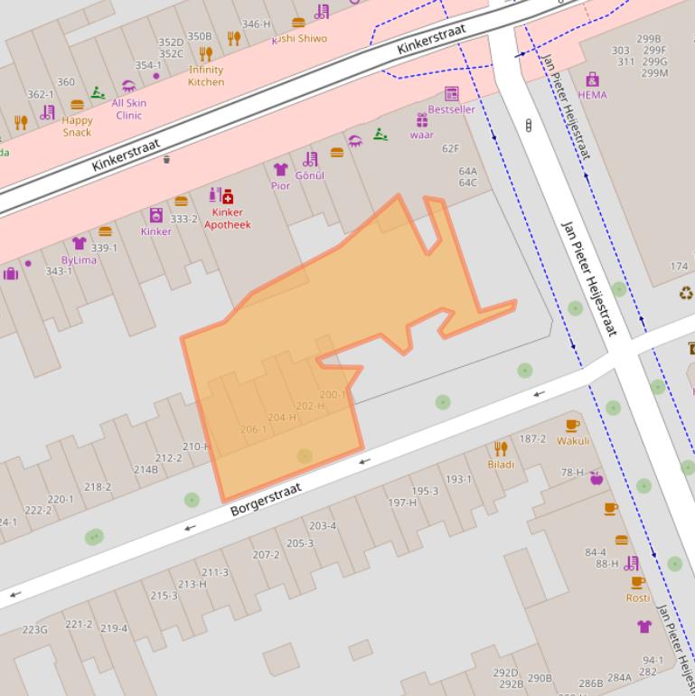 Kaart van postcodegebied 1053RD.