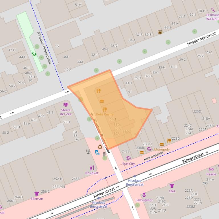 Kaart van postcodegebied 1053RJ.