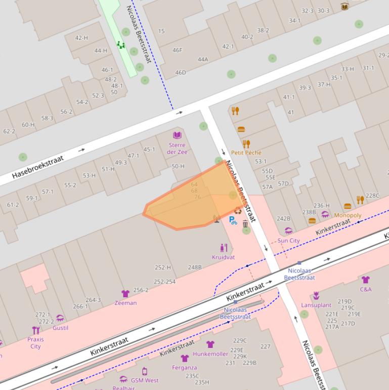 Kaart van postcodegebied 1053RN.