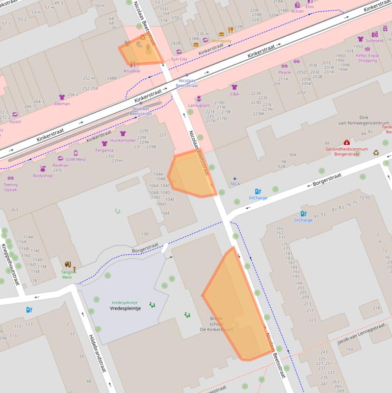 Kaart van postcodegebied 1053RP.