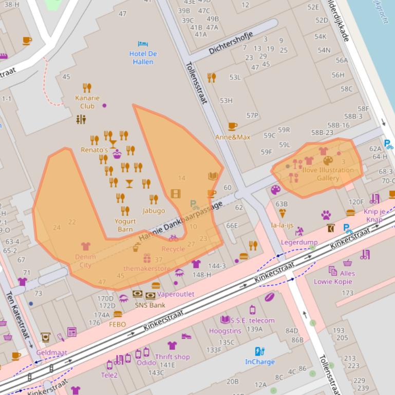 Kaart van postcodegebied 1053RT.