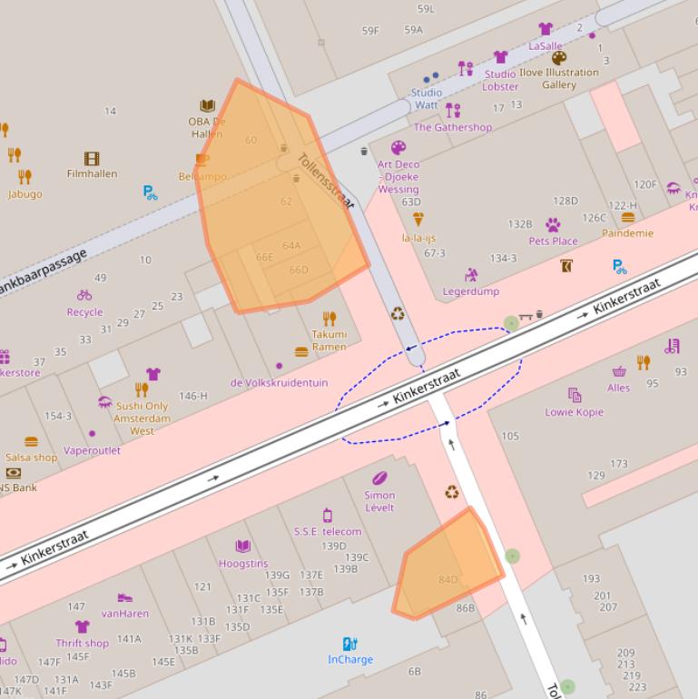 Kaart van postcodegebied 1053RW.