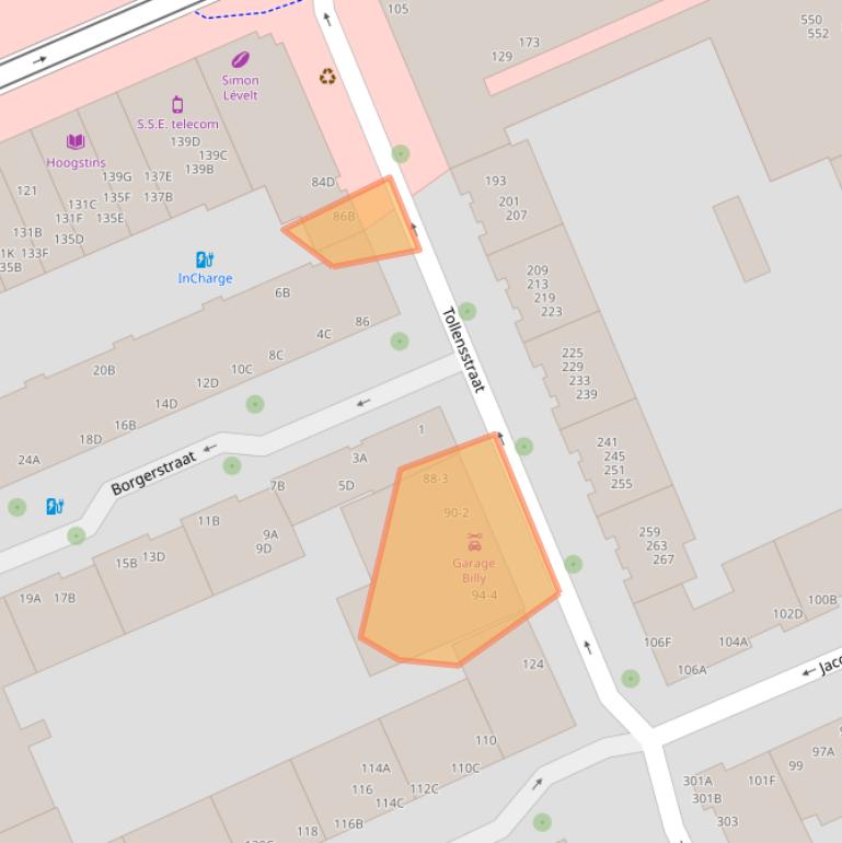 Kaart van postcodegebied 1053RX.