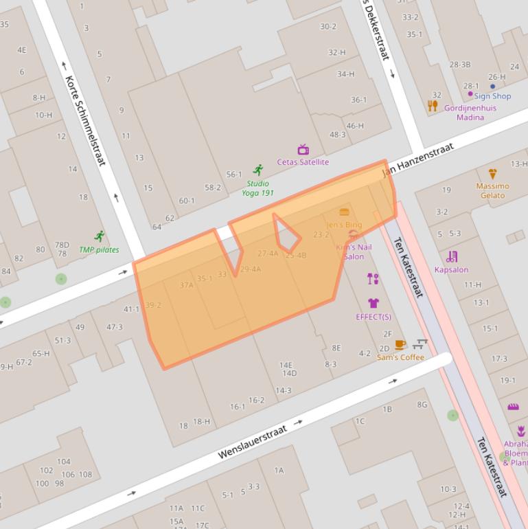 Kaart van postcodegebied 1053SK.