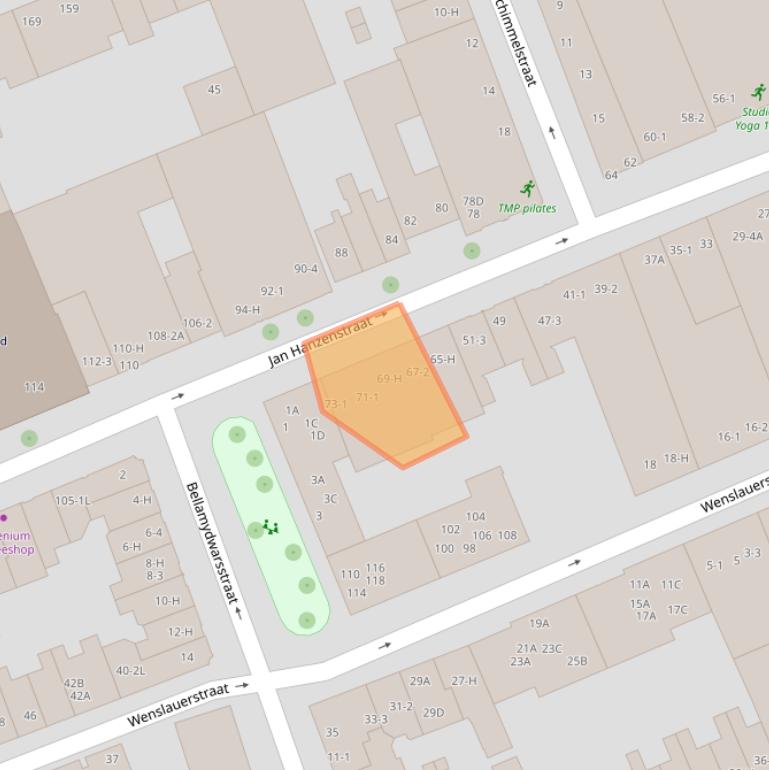 Kaart van postcodegebied 1053SM.