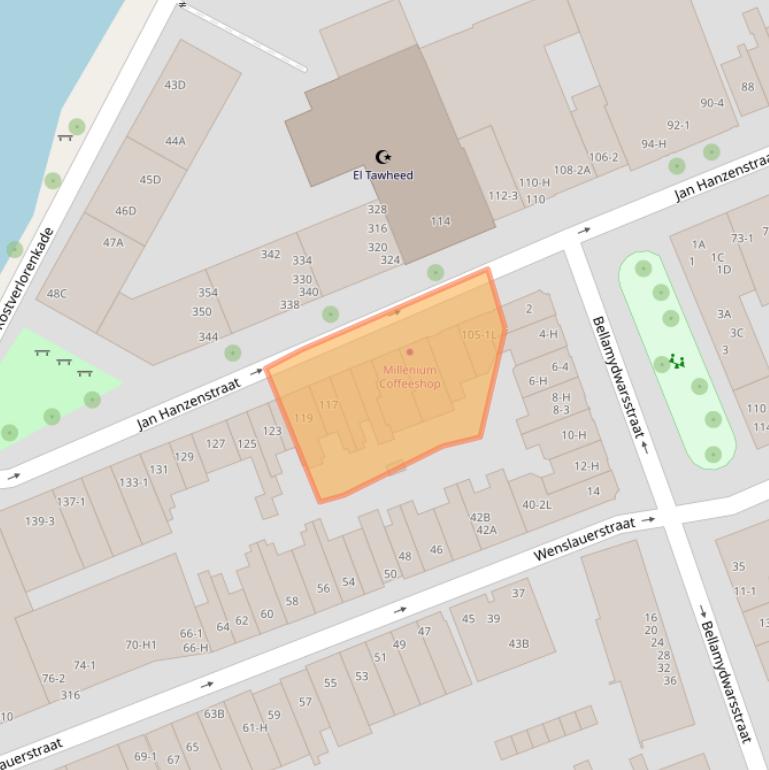 Kaart van postcodegebied 1053SN.