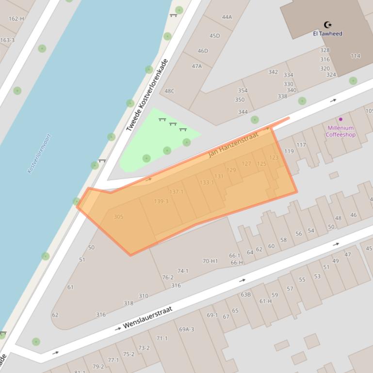 Kaart van postcodegebied 1053SP.