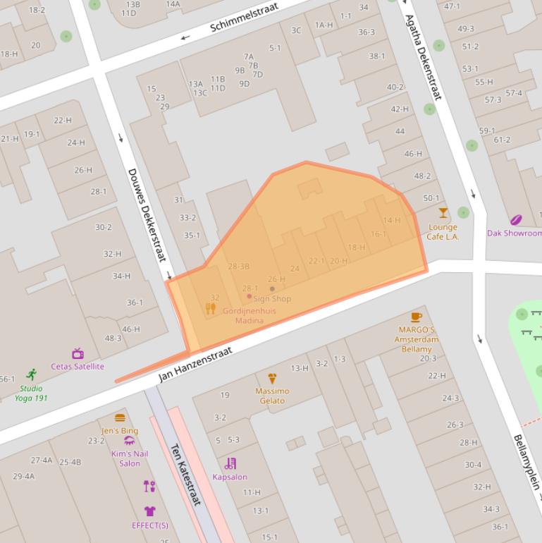 Kaart van postcodegebied 1053SR.