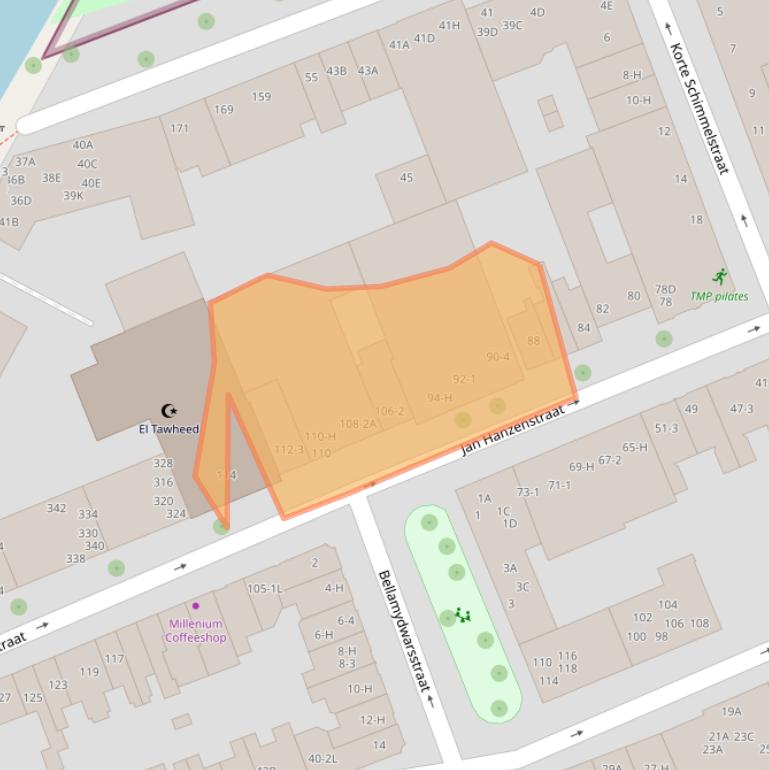 Kaart van postcodegebied 1053SV.