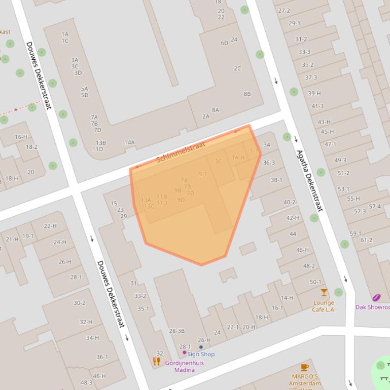 Kaart van postcodegebied 1053TA.