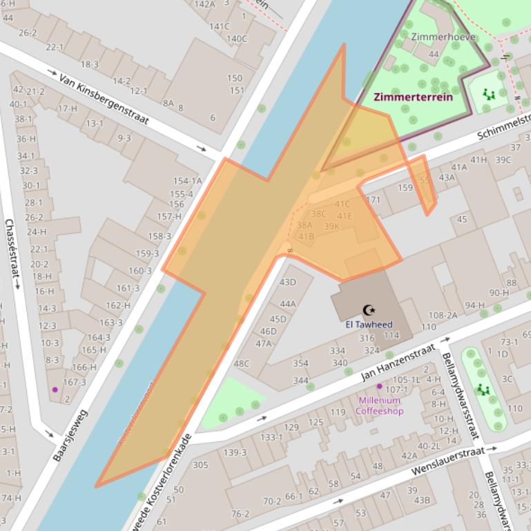 Kaart van postcodegebied 1053TD.