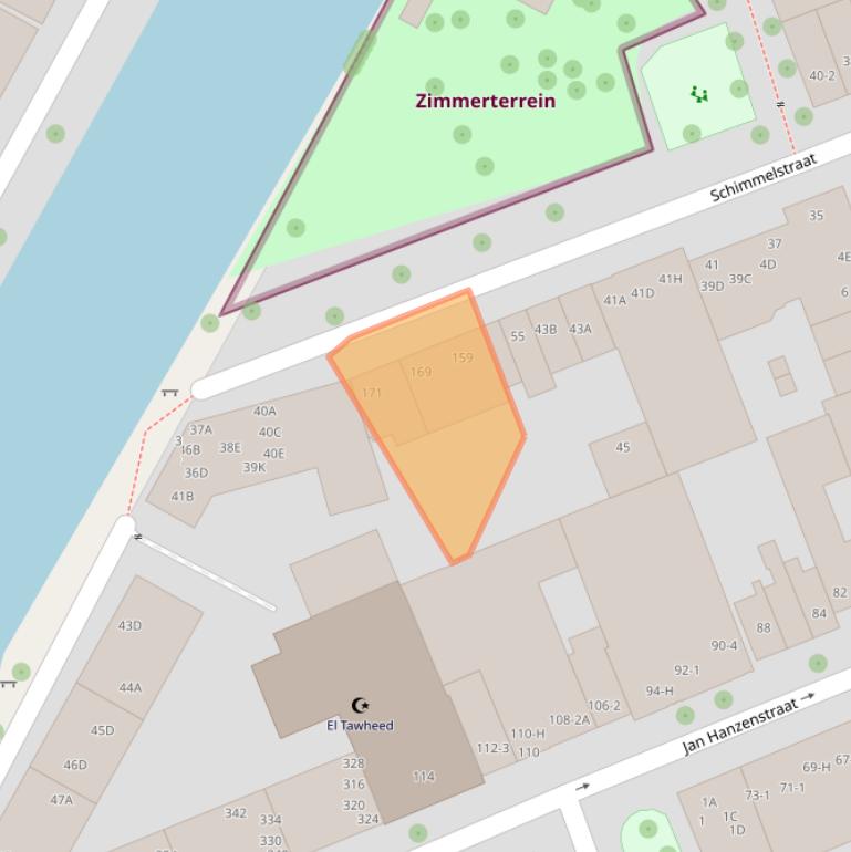 Kaart van postcodegebied 1053TJ.