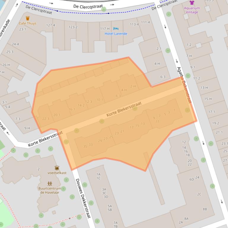 Kaart van postcodegebied 1053TM.