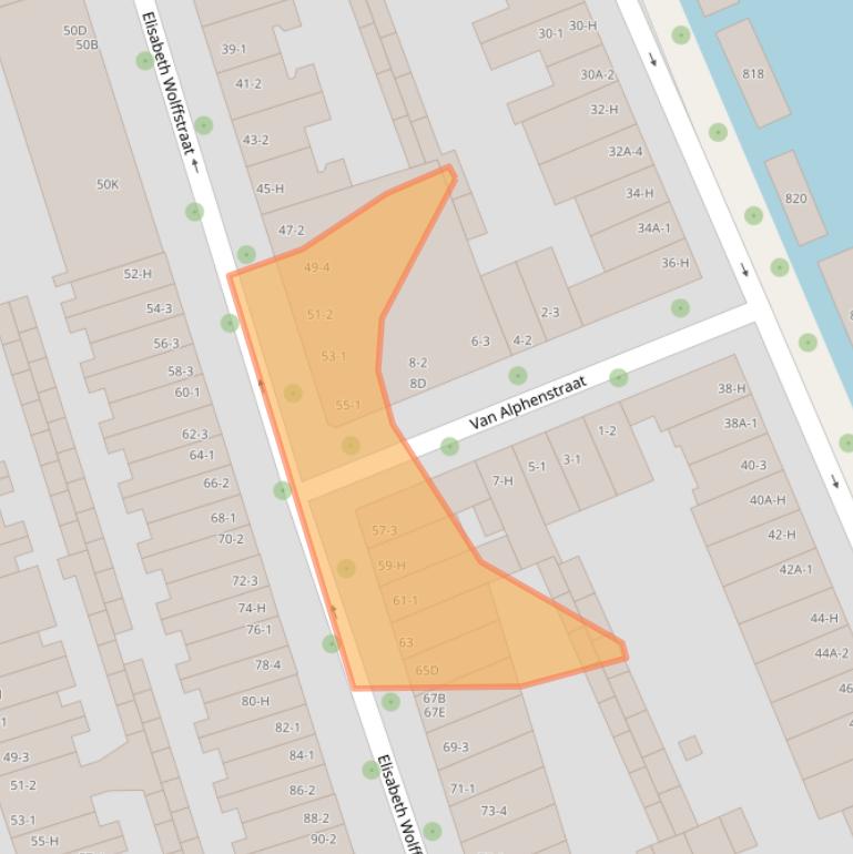 Kaart van postcodegebied 1053TS.