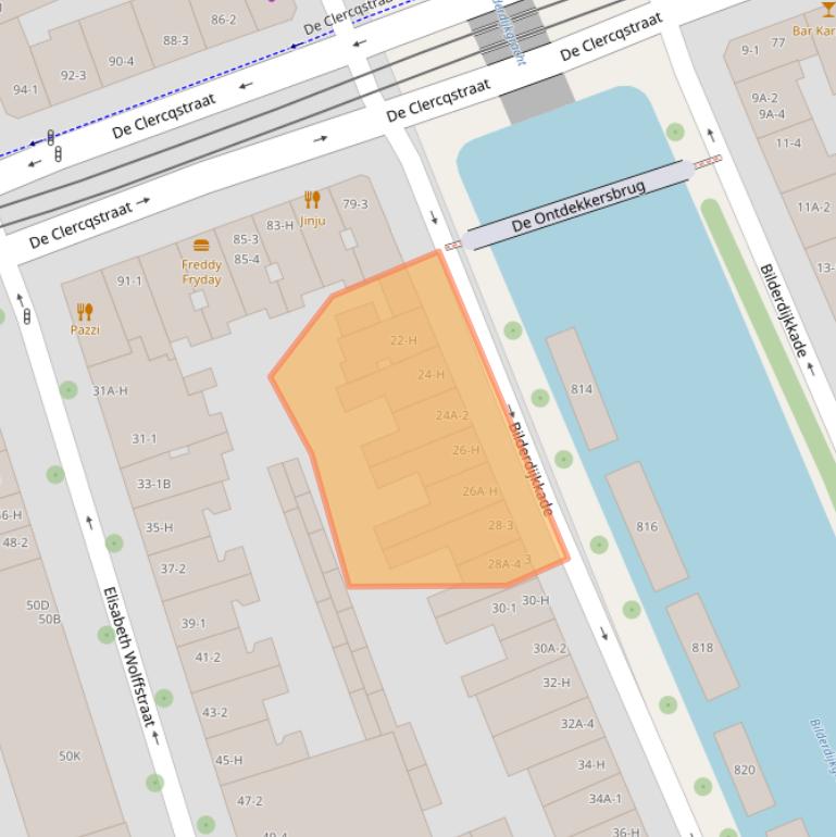 Kaart van postcodegebied 1053VC.