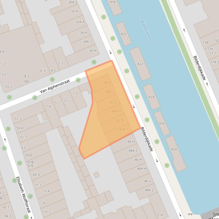 Kaart van postcodegebied 1053VE.