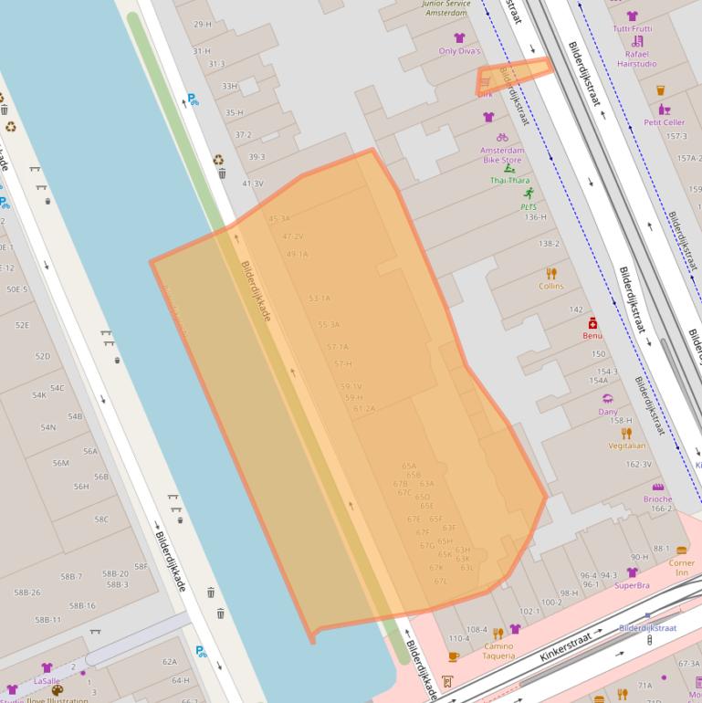 Kaart van postcodegebied 1053VJ.