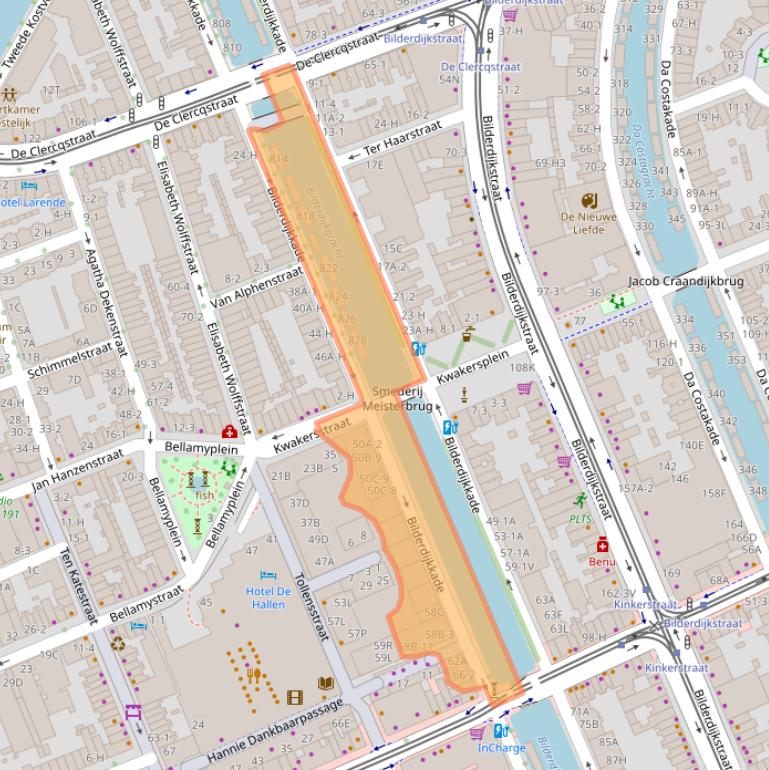 Kaart van postcodegebied 1053VN.