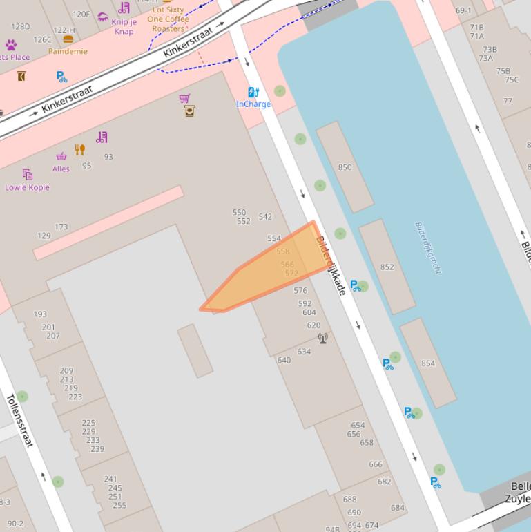 Kaart van postcodegebied 1053VS.