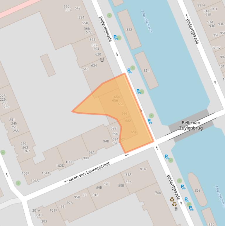 Kaart van postcodegebied 1053VW.