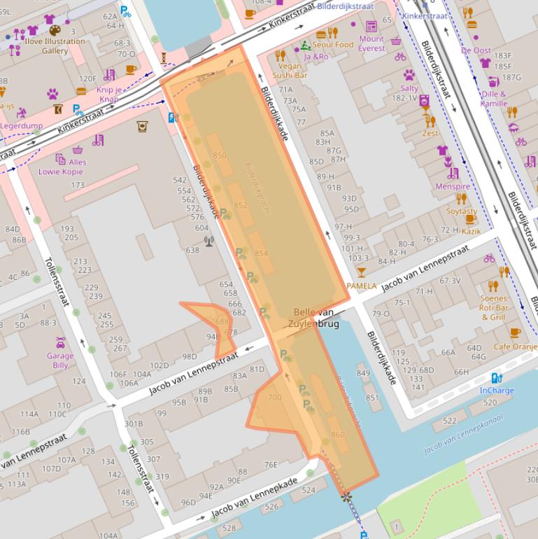 Kaart van postcodegebied 1053VX.