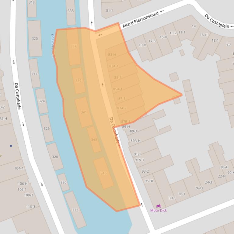 Kaart van postcodegebied 1053WJ.