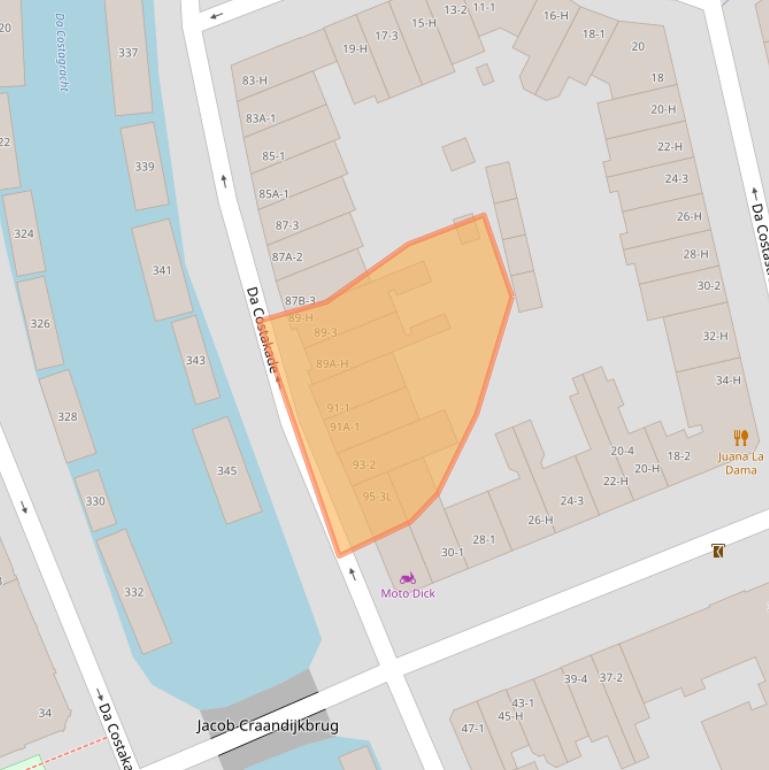 Kaart van postcodegebied 1053WK.