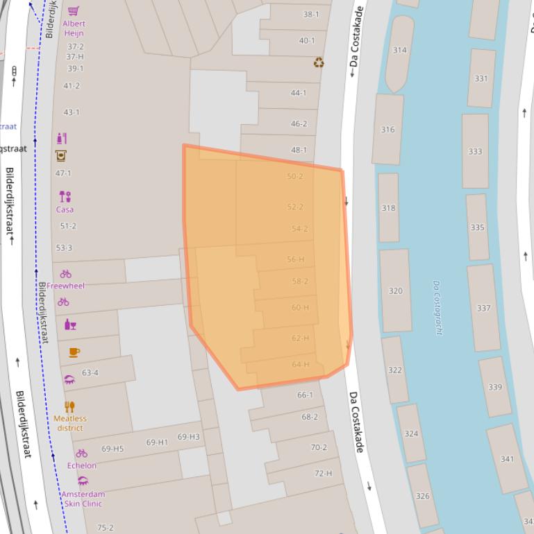 Kaart van postcodegebied 1053WN.