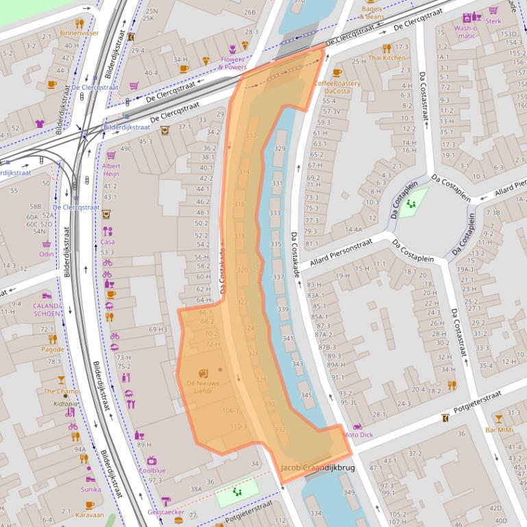 Kaart van postcodegebied 1053WP.