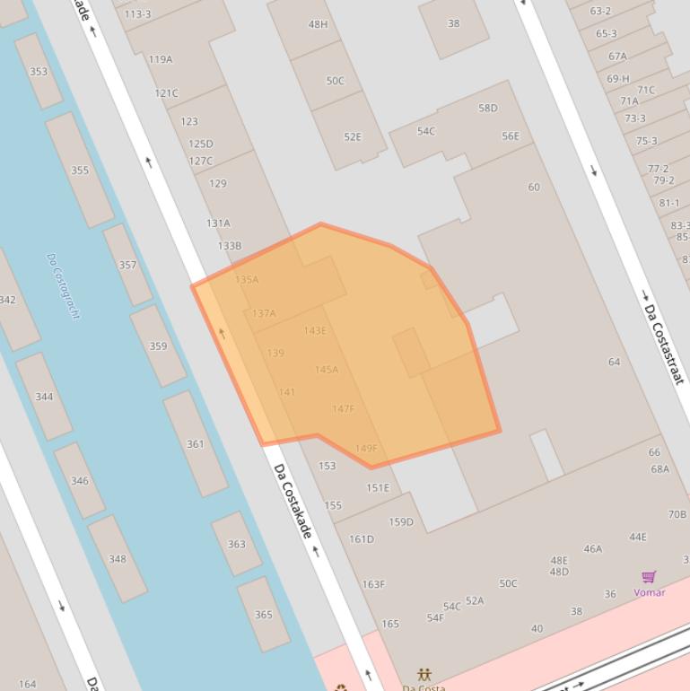 Kaart van postcodegebied 1053WT.