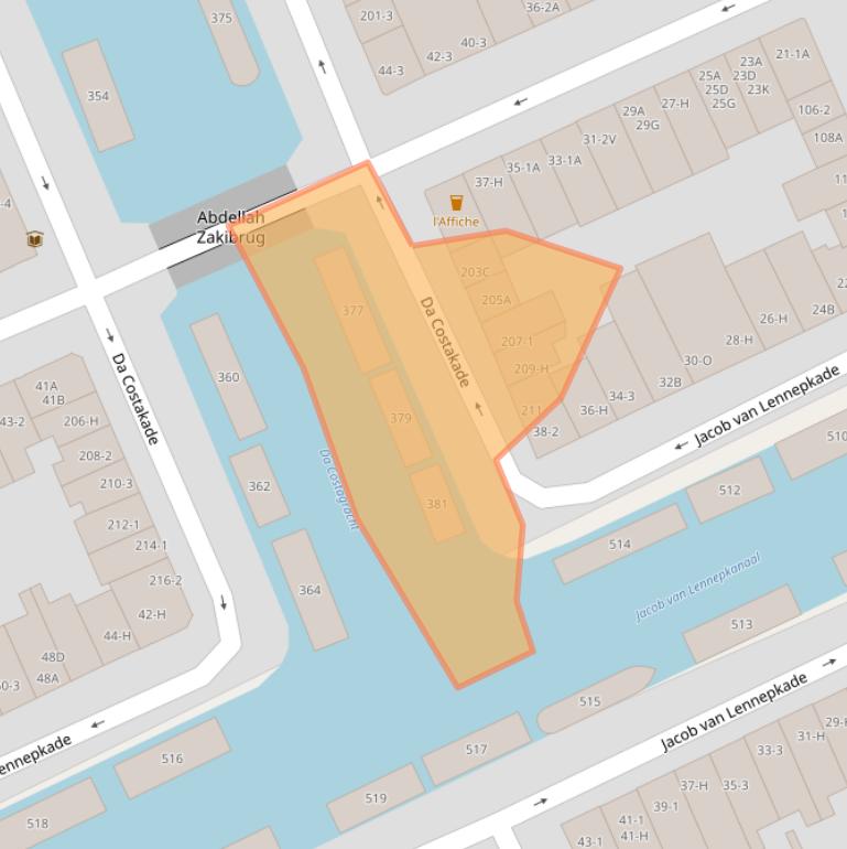 Kaart van postcodegebied 1053XA.