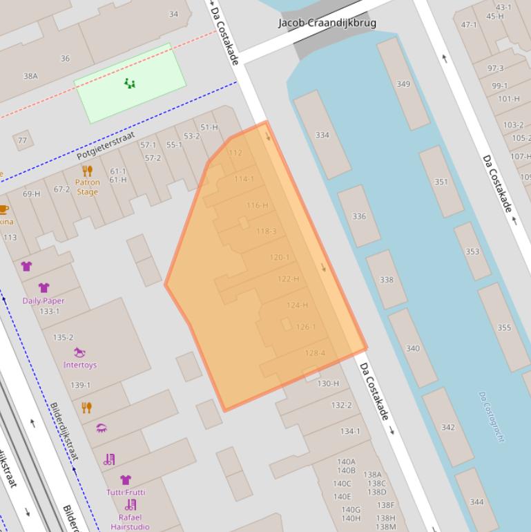 Kaart van postcodegebied 1053XB.