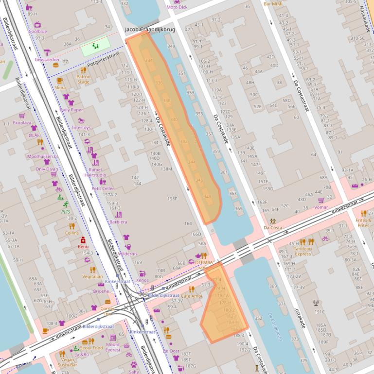 Kaart van postcodegebied 1053XE.