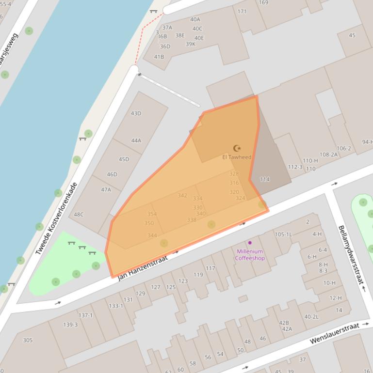 Kaart van postcodegebied 1053XL.