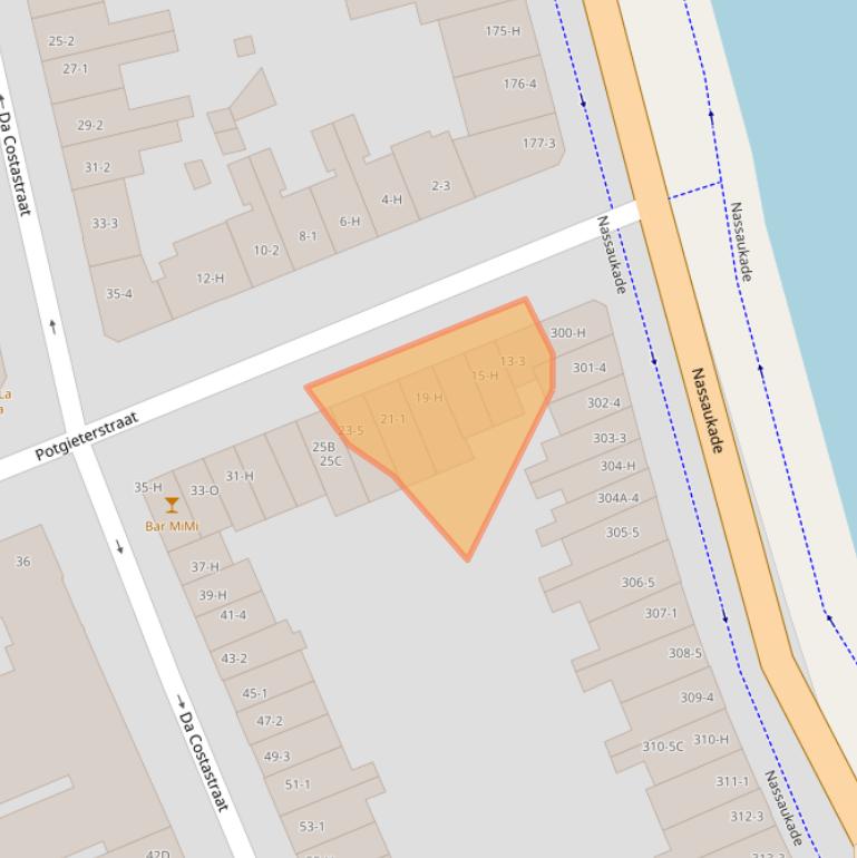 Kaart van postcodegebied 1053XP.