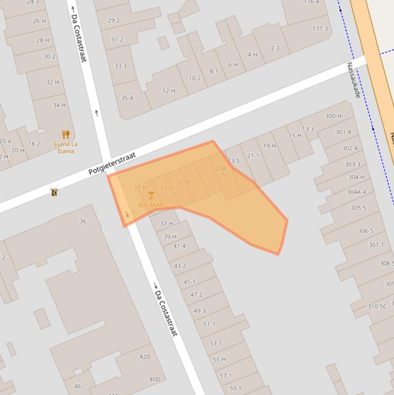Kaart van postcodegebied 1053XR.
