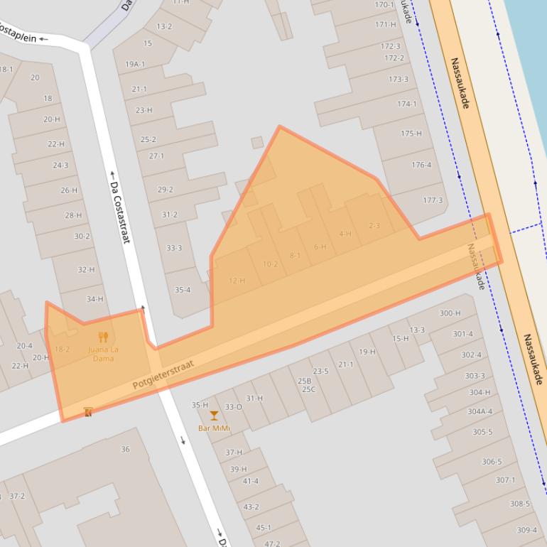 Kaart van postcodegebied 1053XW.