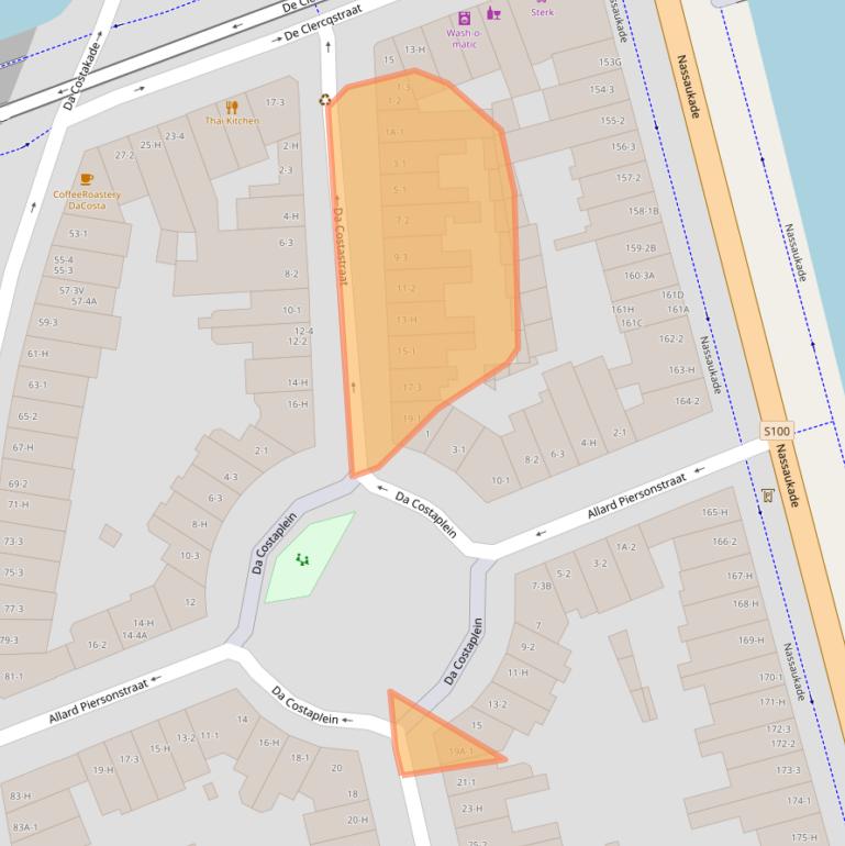 Kaart van postcodegebied 1053XZ.