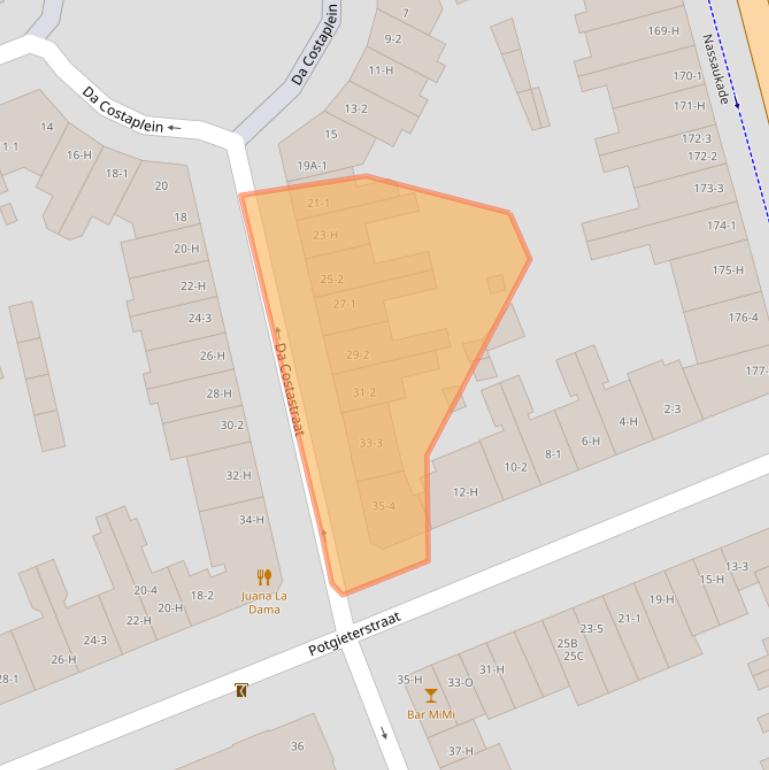 Kaart van postcodegebied 1053ZA.