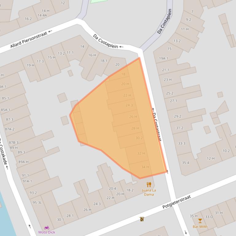 Kaart van postcodegebied 1053ZC.