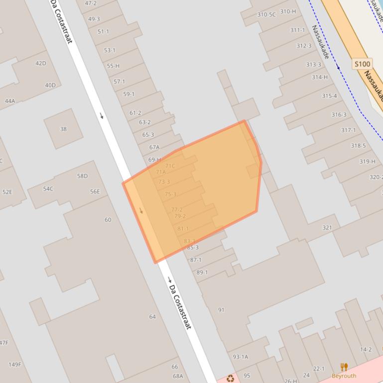 Kaart van postcodegebied 1053ZG.