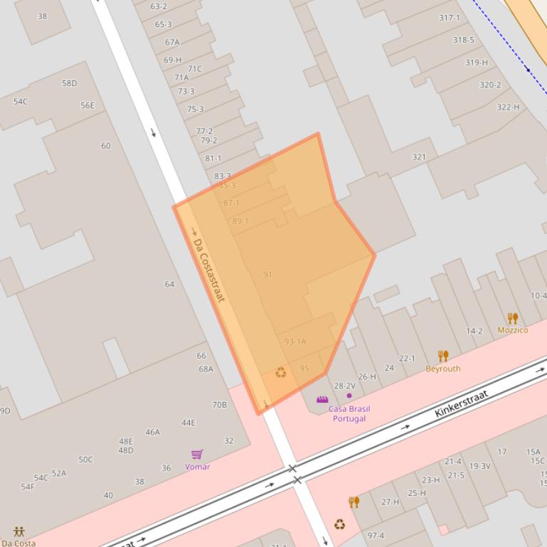 Kaart van postcodegebied 1053ZH.