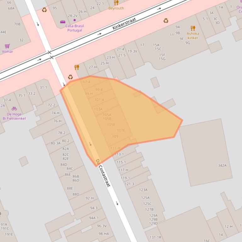 Kaart van postcodegebied 1053ZJ.