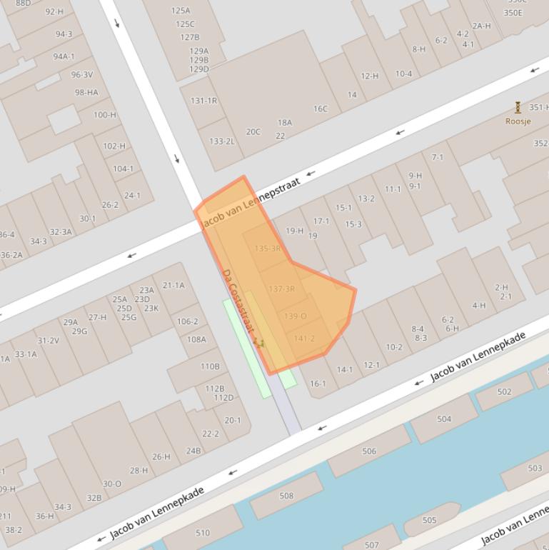 Kaart van postcodegebied 1053ZM.