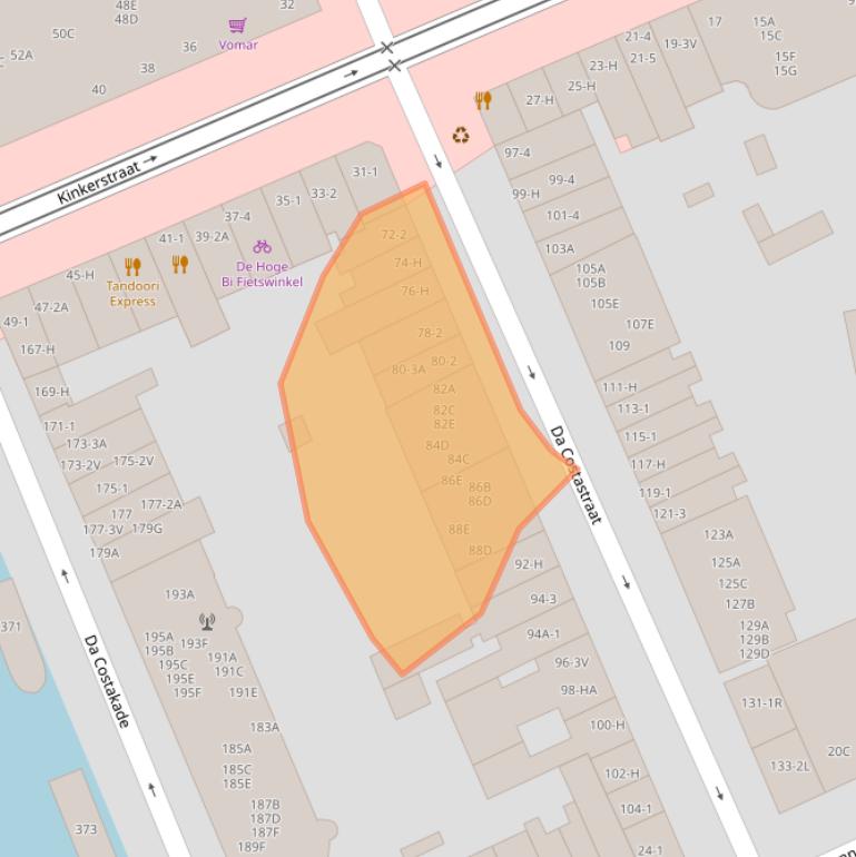 Kaart van postcodegebied 1053ZR.